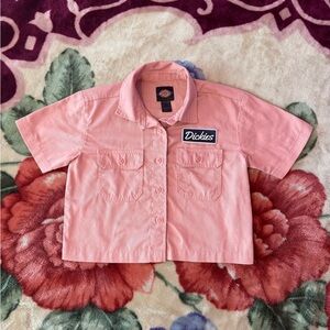 pink dickies cropped work shirt.